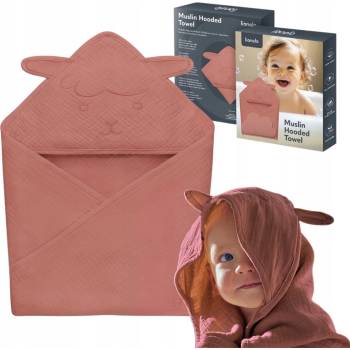 Lionelo Detská mušelínová osuška s kapucňou Red Coral LN0285