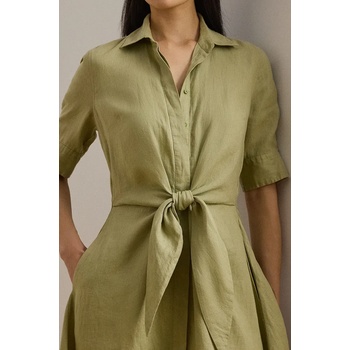 Ralph Lauren Ленена рокля Lauren Ralph Lauren в зелено среднодълга разкроена 200905667 (200905667)