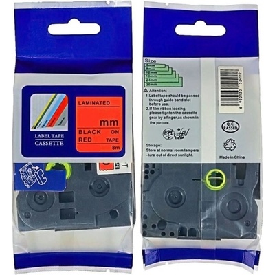 Compatible Brother HGe-441, 18mm x 8m, черен печат / червен фон, бързоходен съвместима лента (HGe441)