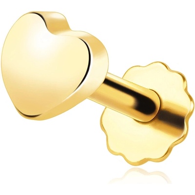 Šperky Eshop - Zlatý piercing 14K ve tvaru srdce se šroubovacím uzávěrem S5GG275.68