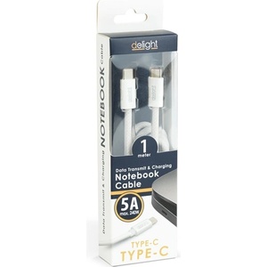 Delight Кабел Delight - Type-C - кабел за зареждане Type-C - кабел за данни 5 A - 240 W, 1 м, бял 55555WH-1 (55555WH-1)