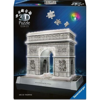 Ravensburger 3D пъзел Ravensburger от 216 части - Триумфалната Арка със Светлини (12008029)
