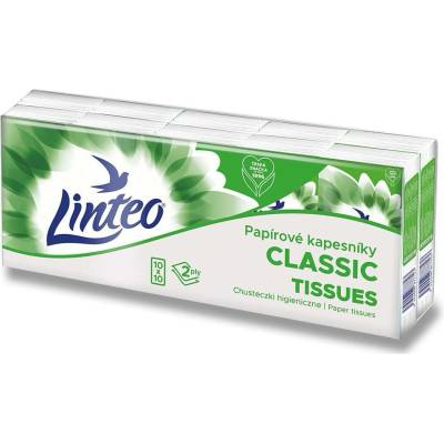Linteo Papírové kapesníky Classic bílé 2-vrstvé 10 ks