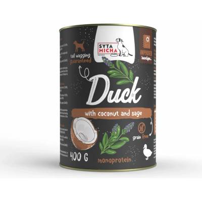 Syta Micha Монопротеинова мокра храна с патешко и кокос за кучета Syta Micha Classic Duck with Coconut 400 g