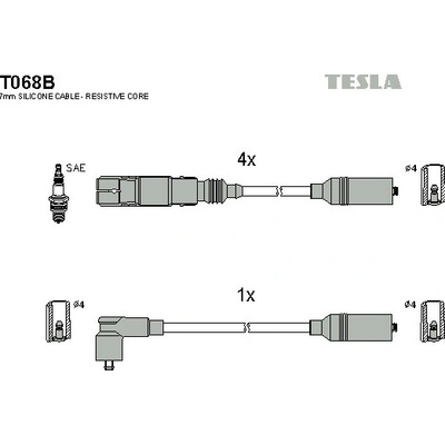 Sada zapaľovacích káblov TESLA T068B