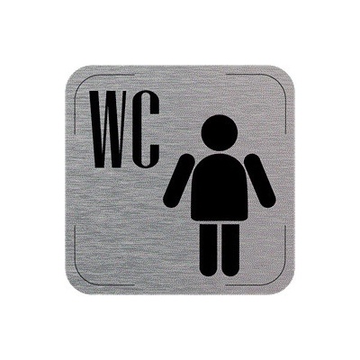 Popis místnosti - cedulka na dveře - WC muži, hliníková tabulka, 80 x 80 mm