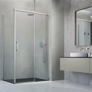 Radaway Правоъгълна душ кабина с плъзгаща се врата Radaway Idea KDJ 150x80 см, матиран никел-прозрачно покритие, дясна (387045-91-01R+387051-91-01L)