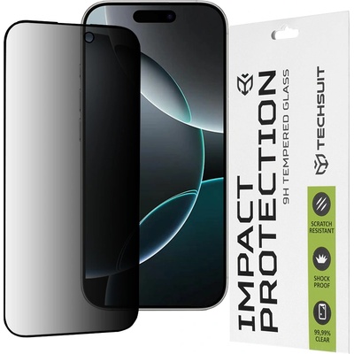 Techsuit Протектор за iPhone 16 Pro - 111D Privacy Full Glue - черен