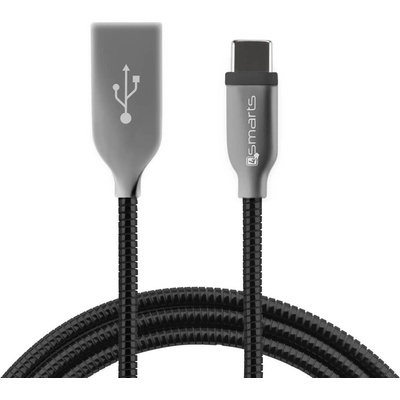 4smarts USB-C кабел с оплетка от неръждаема стомана (50 см) - 4smarts FerrumCord USB-C Stainless Steel Data Cable (черен) (4S468512)