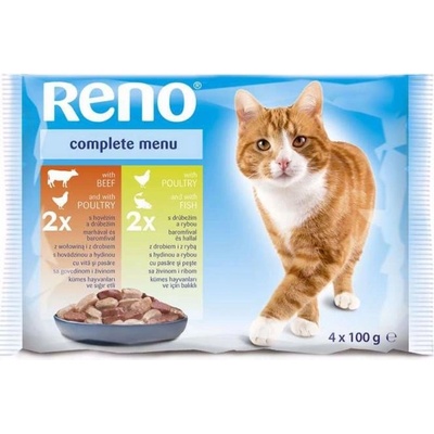 RENO Cat hovězí drůbeží drůbeží ryba 4 x 100 g