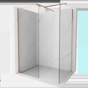 Mexen Kioto стена за душ Walk-in 130 x 100 cm, прозрачна, четкана мед - 800-130-202-65-00-100 (800-130-202-65-00-100)