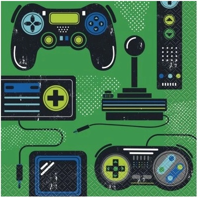 Unique Ubrousky papírové Gamer Birthday 16ks 33x33cm