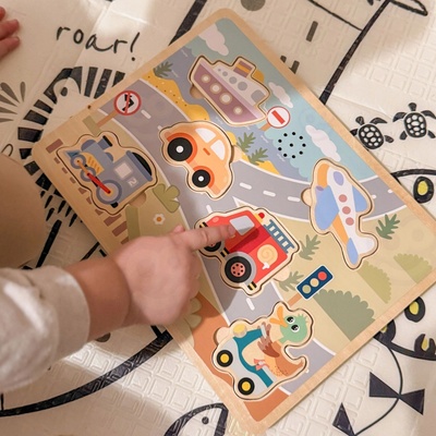 Tooky Toy Puzzle se zvuky Vozidla Pastel