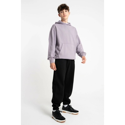 Reporter Young chlapecké zateplené černé tepláky OVERSIZE bez potisku černá