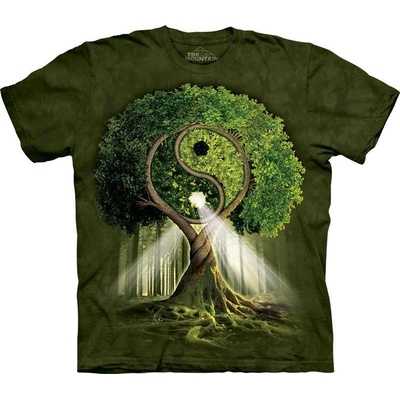 Pánské batikované triko The Mountain Yin Yang Tree zelené