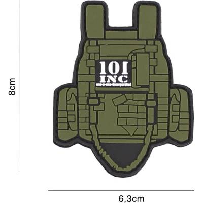 Gumová nášivka 101 Inc Tactical Vest - olivová