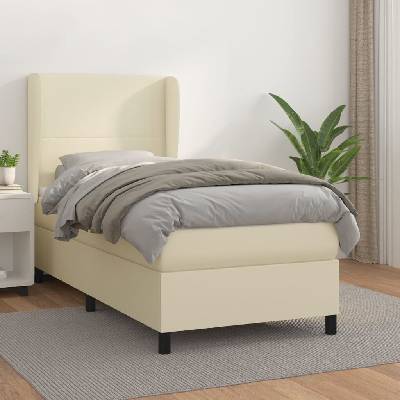 vidaXL Box spring postel s matrací krémová umělá kůže