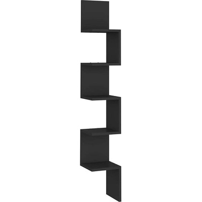 Shumee nástenná rohová čierna 20 × 20 × 127,5 cm drevotrieska, 807278