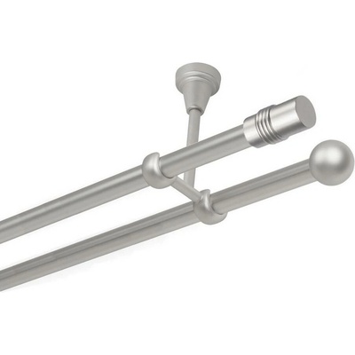 OK-GarnýžeCZ Garnýž kovová dvouřadá 16mm Cylinder satina 260 cm do stropu / na tunýlek - bez kroužků