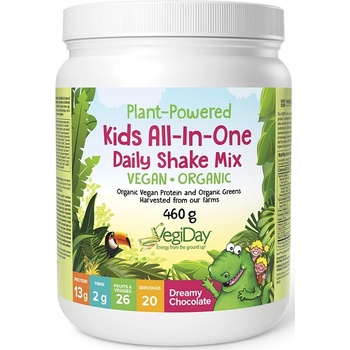 Natural Factors VegiDay Kids All-In-One Daily Shake Mix, шоколад, 460 g, Natural Factors