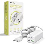 Mobile Origin Захранване за ел. мрежа за лаптопи, смартфони и таблети с USB и 3xUSB-C изходи с технология за бързо зареждане - Mobile Origin PW18 GaN Compact MultiHub Wall Charger Wall 100W (бял) (MO-100CMH-PW18)