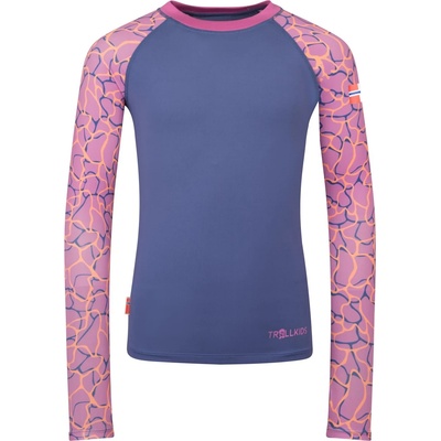 Trollkids Детска плажна тениска от ликра Trollkids Girl's Haukland Shirt Lycra - Violet Blue / Mallow Pink - размер 110 (EU) (750-1976-0214)