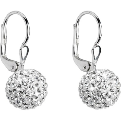 Pavona Stříbrné náušnice visací s krystaly Swarovski bílé kuličky 31110.1