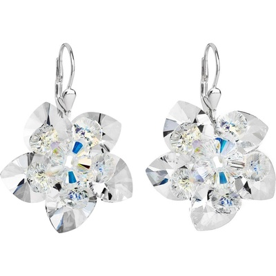 Swarovski Elements Edelweiss Snowflake krystal stříbrné náušnice visací bílá vločka protěž kytička 31130.1 Crystal bílá čirá křišťálová