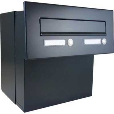 DOLS F-042 ČD-3 RAL7016 - poštová schránka na zamurovanie, s 2x menovkou a 2x zvončekovým tlačidlom, antracit