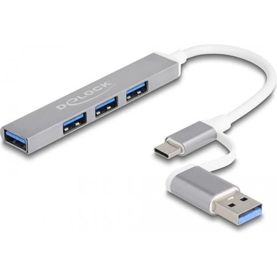 Delock USB хъб Delock, USB-C / USB-A - 3 x USB-A 2.0 + 1 x USB-A 5 Gbps (DELOCK-64214)