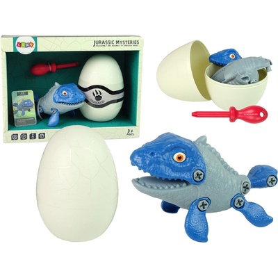 Lean Toys Sada Vajíčka s Dinosaurom na šrobovanie - modrý