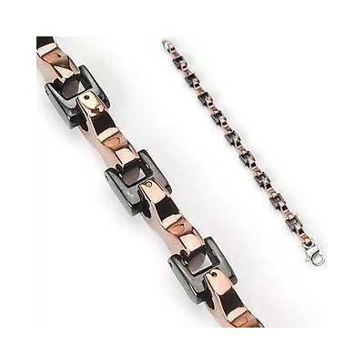 Šperky eshop z chirurgické oceli dvoubarevný články černé a měděné barvy P1.7