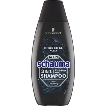 Schauma Men šampón Charcoal & Clay 3 v 1 400 ml