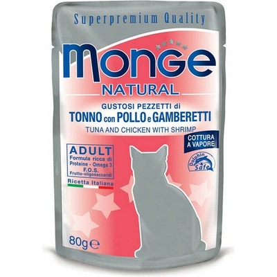 MONGE Cat Tuniak kura krevety 80 g