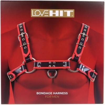 Virgite Love Hit Bondage Harness Mod. 1, čierno-červený koženkový pánsky postroj