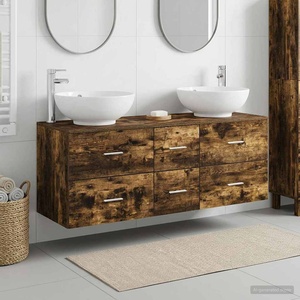 vidaXL Комплект мебели за баня 3 бр. Опушен дъб 129 x 44.5 x 80 см (3405911)
