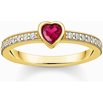 Thomas Sabo TR2448 995 10 Gold-plated solitaire ring w. red stone zirconia