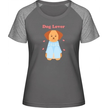 MyMate Predĺžené Tričko MY120 Nápis Dog Lover a psík Grey Solid Heather Grey