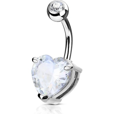 Šperky4U piercing do pupíku srdce čirý kámen WP01043-C