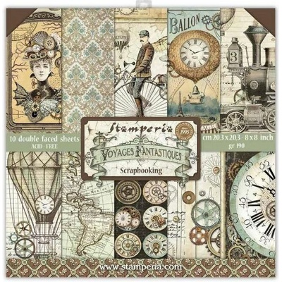 Stamperia Sada oboustranných papírů 20 × 20 cm Voyages Fantastiques (10ks)