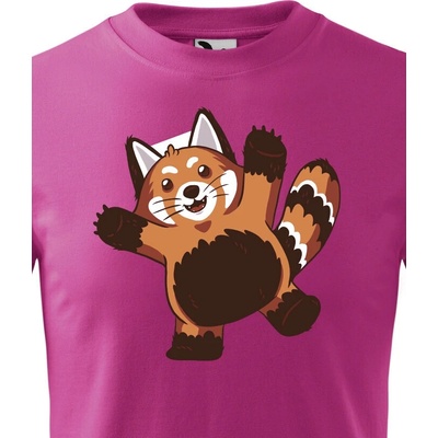 dětské triko červená panda purpurová
