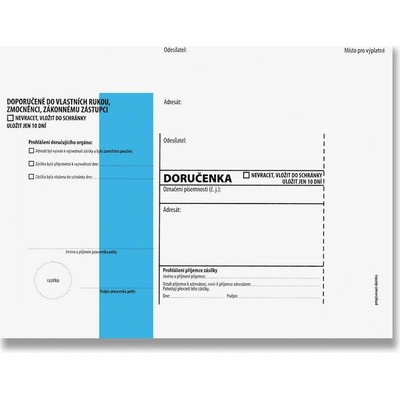 Krkonošské obálky Doručenka - C5, modrý pruh, s poučením, 1000 ks