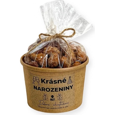 Nutworld Mix ořechů v medu a soli v celofánku a Eko kelímku K narozeninám 180 g