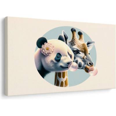 Obraz panda a žirafa s bublinou ze žvýkačky - 60x40