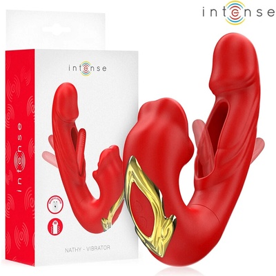 Intense nathy double vibrator with multifunction stimulating mouth red