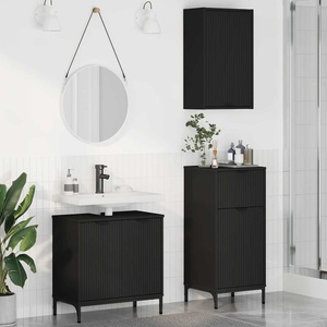 vidaXL Комплект мебели за баня 3 бр. Черно 39, 5 x 36 x 88 см (3393104)