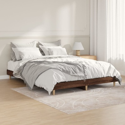 vidaXL Рамка за легло, кафяв дъб, 140x190 см, инженерно дърво (832076)