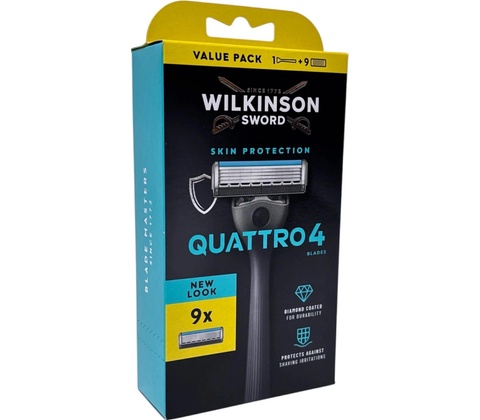 Wilkinson Sword Quattro Essential 4 + 9 ks hlavic