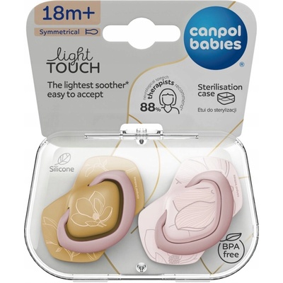 Canpol Babies silikon cumlík symetrický Light touch Gold rúžová 2ks