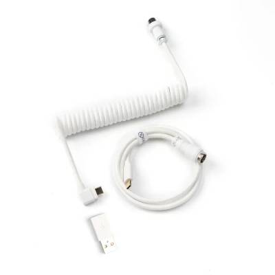 Кабел за клавиатура Keychron Coiled Aviator Cable Angled USB-C - White (CAB-9)